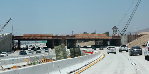 Overpass under construction over Interstate 5 in Burbank, California, July 2021