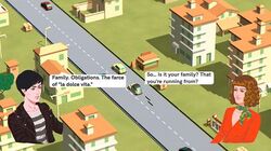 Olga: "So, it is your family you're running from?", Lella: "Family, Obligation, the farce of 'la dolce vita'"