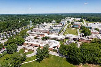 Aerial view of the Johns Hopkins APL campus in Laurel, Maryland.