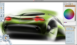 Autodesk SketchBook Pro 2009 running on Apple Mac OS X