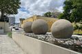 Diquis stone spheres at the main entrance of Costa Rica's new Legislative Assembly building, San José