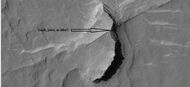 Possible fault along a butte, as seen by HiRISE under HiWish program These may be part of linear ridge networks that are produced with impact craters.