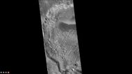 West side of Danielson Crater, as seen by CTX camera (on Mars Reconnaissance Orbiter). Danielson has a great deal of regular layering.