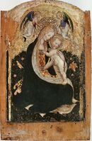 Madonna of the Quail (c. 1420) with roses in the background