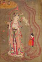 Avalokiteśvara as Guide of Souls (zh) (late 9th c.) with a rose twig on the left