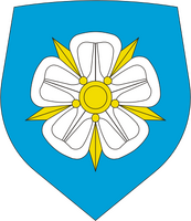White rose pictured in the coat of arms of Viljandi