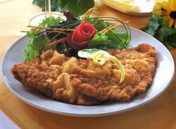 A Wiener schnitzel at a restaurant