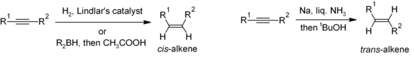 Synthesis of cis- and trans-alkenes from alkynes