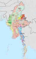 Territorial control during Myanmar civil war (2021–present) as of the present.