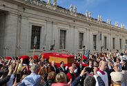 Crowds at Domus Sanctae Marthae following the death and funeral of Pope Francis after 12 years of papacy, marked the 20th anniversary of death and funeral of Pope John Paul II in 2005. Pope Leo XIV was elected as pontiff in the 2025 papal conclave two weeks later, he became the first pope to have been born in the United States as well as a dual citizenship.