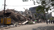 An earthquake-damaged buildings in Mandalay, Myanmar in March 2025.