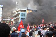 Angry protesters and rioters in Kathmandu during the 2025 Nepalese Gen Z protests.