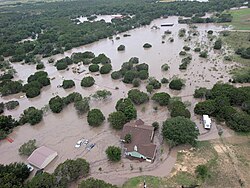 Aftermath of the Central Texas floods near Hunt, Texas, Horta Sud in July 2025.