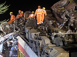 Aftermath of the 2023 Odisha train collision in Odisha, India.