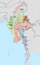 Territorial control during Myanmar civil war (2021–present) as of the present.