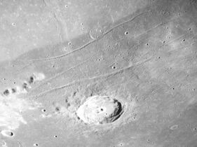 Oblique view from Apollo 17 facing south, and showing both Plinius crater and Plinius Rilles