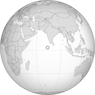 Location of Maldives in the Indian Ocean