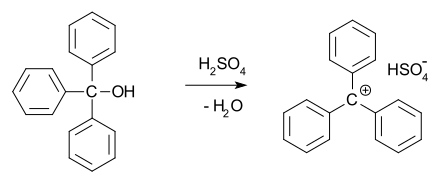 reaction of triphenylmethanol with sulfuric acid
