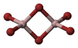 Ball and stick model of dimeric aluminium bromide