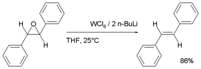 De-epoxidation with tungsten hexachloride / n-butyllithium.