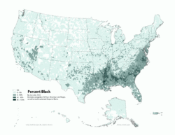 The proportional geographic distribution of African Americans in the United States, 2000.