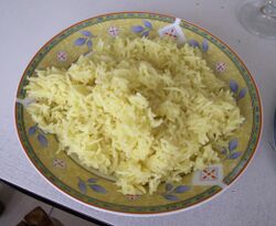 Yellow plate with yellow rice