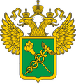 Vert bordure or a torch and a caduceus or saltirewise (Federal Customs Service of Russia)
