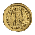 Coin of Theodosius I (393–395), with a vexillum displaying a crux decussata