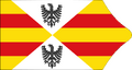 Naval flag of the Kingdom of Sicily (after Guillem Soler c. 1380), inheriting the per saltire division from the royal coat of arms.