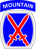 Bayonets in saltire create Roman numeral X for the US Army's 10th Mountain Division.