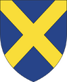 Azure a saltire or (Saint Alban's Cross, St Albans 1634)[25]