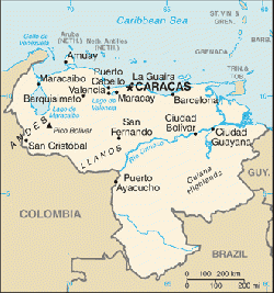 Location of Caracas in Venezuela