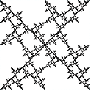 A point inside a square repeatedly jumps half of the distance towards a randomly chosen vertex, but the currently chosen vertex cannot be 1 place away (anti-clockwise) from the previously chosen vertex.