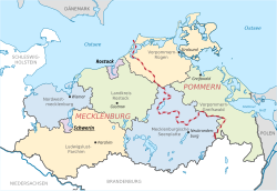 The border between Pomerania and Mecklenburg running through Mecklenburg-Vorpommern