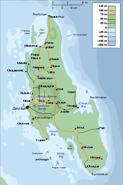 Map of Zanzibar's main island