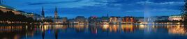 Inner Alster Lake at dusk