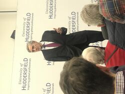 Former Prime Minister Gordon Brown delivers the Harold Wilson memorial lecture at the University of Huddersfield in 2018.