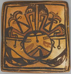 Hopi Pueblo ceramic tile from the late 19th-early 20th century, in the Brooklyn Museum