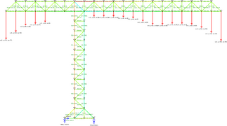 Example of calculation of truss forces made by a program that uses the matrix Gauss solving method