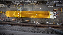 Artemis I SLS Core Stage Prep for Lift Mate platform view.jpg