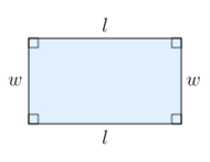 A rectangle with length and width labelled