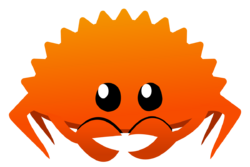 A bright orange crab icon