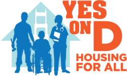 Affordable Housing for All, Yes on D campaign logo