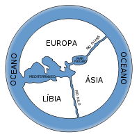 Representação possível do mapa-múndi de Anaximandro.