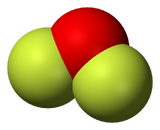 Space-filling model of the oxygen difluoride molecule