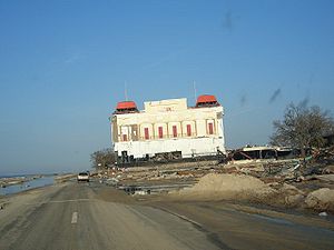 A Barge was washed ashore after Katrina