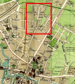 Location of the barracks on a 1914 map