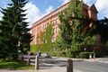 The red-brick building of the Kallavesi High School in Kuopio, Finland