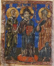 A painting of a sixth-century encaustic icon from Saint Catherine's Monastery, Mount Sinai, Egypt