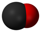 Space-filling model of the carbon monoxide molecule